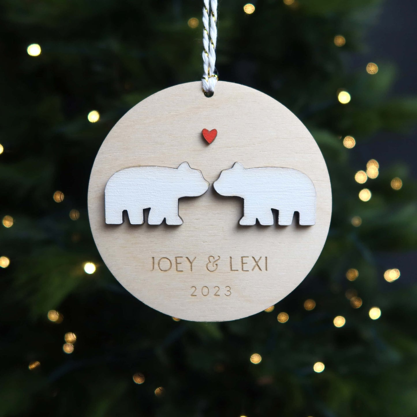 Polar Bears Personalized Couple Ornament - Holiday Ornaments - Moon Rock Prints