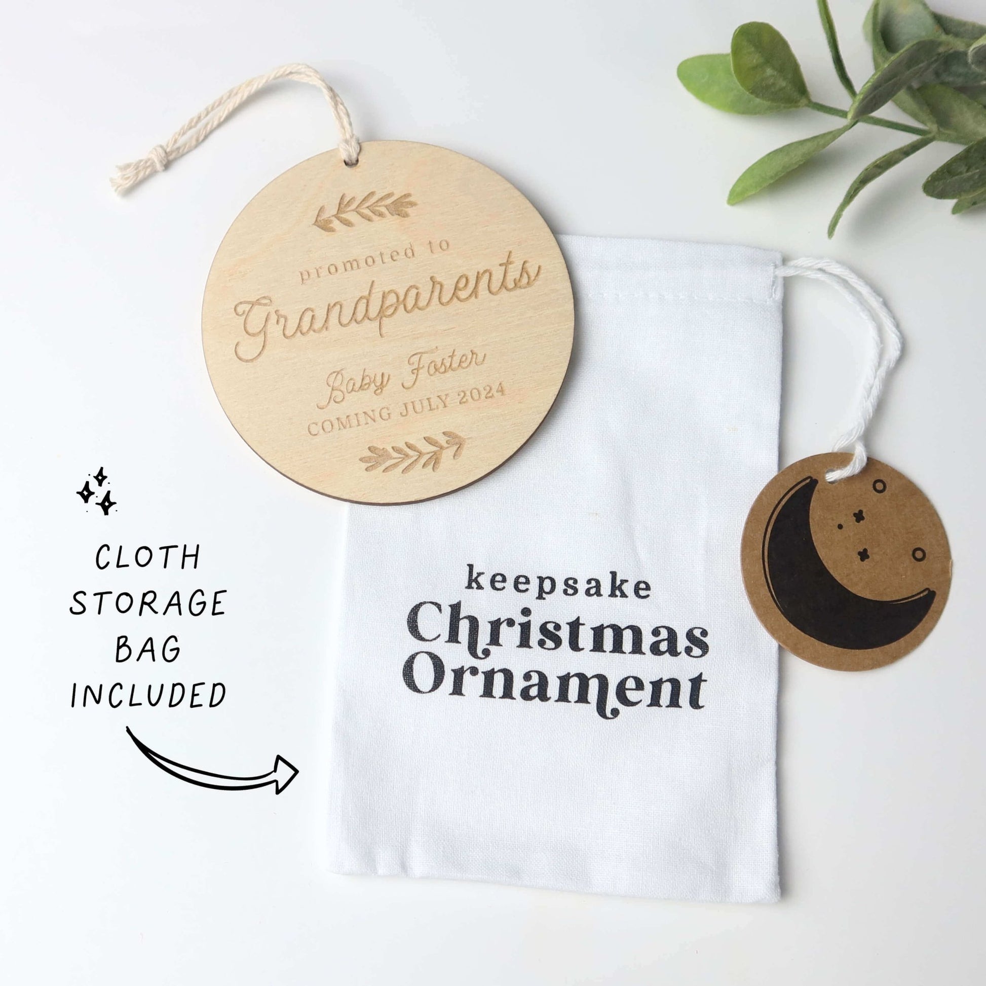 Promoted to Grandparents Pregnancy Announcement Ornament - Holiday Ornaments - Moon Rock Prints