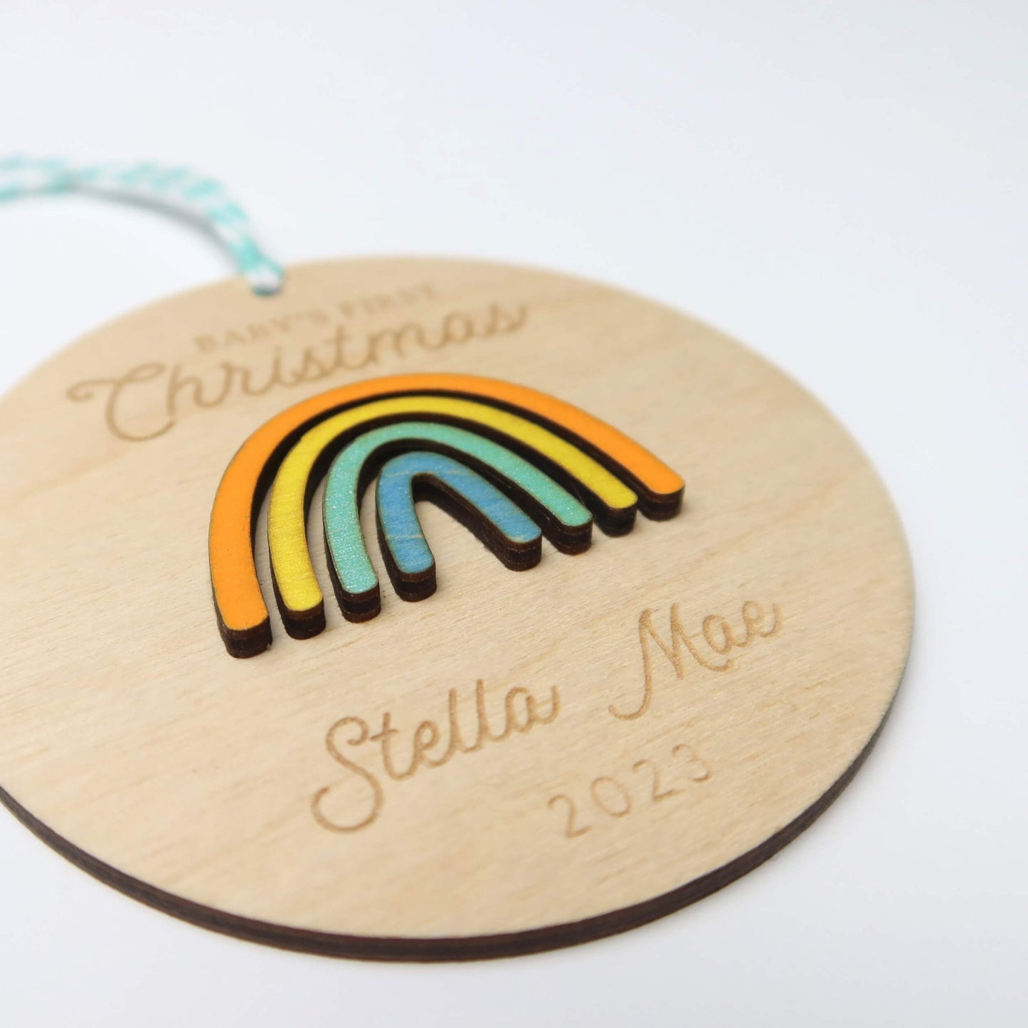 Rainbow Baby's First Christmas Ornament Personalized - Holiday Ornaments - Moon Rock Prints