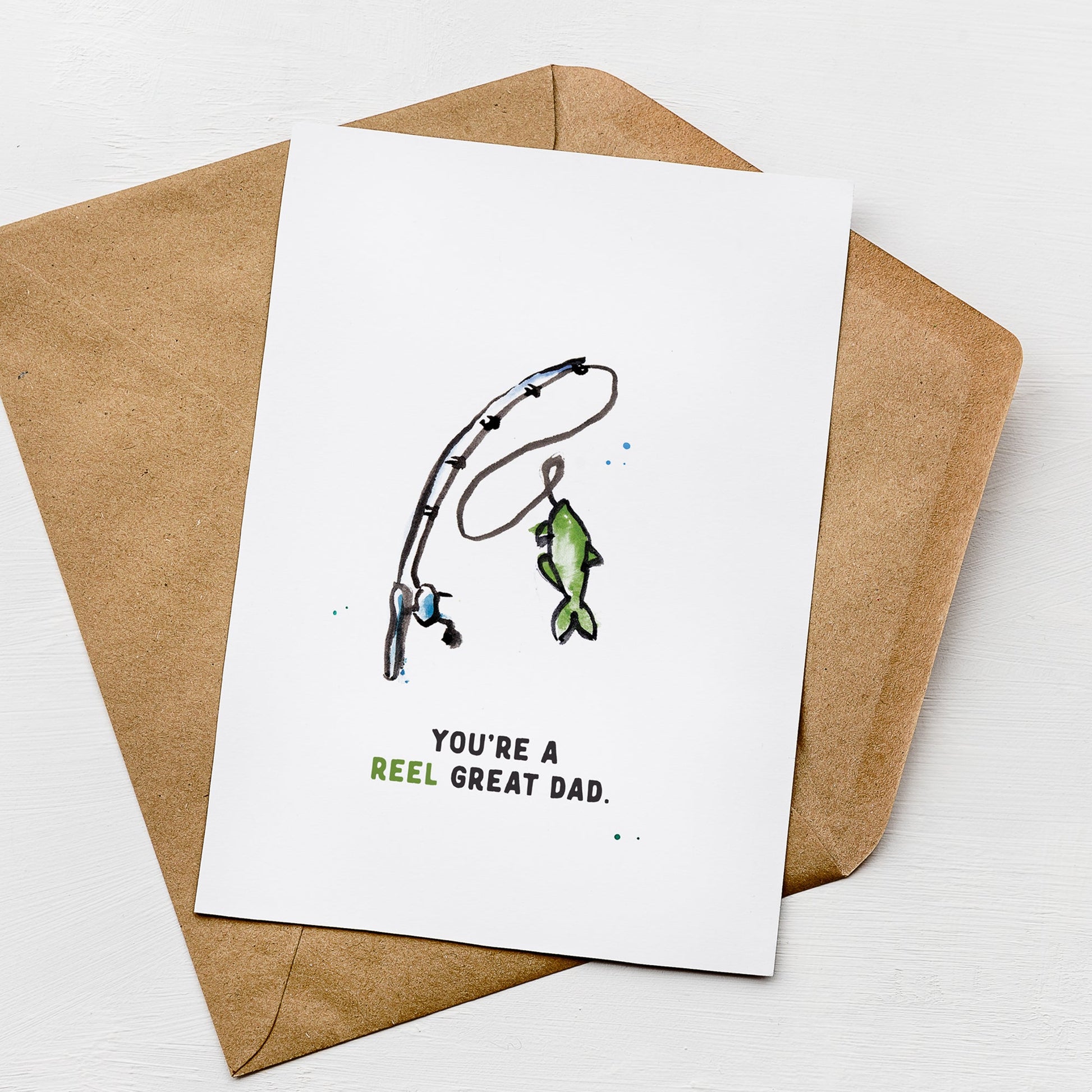 Reel Great Dad Card - Fishing Father's Day Card - Birthday Card for Dad - Moon Rock Prints
