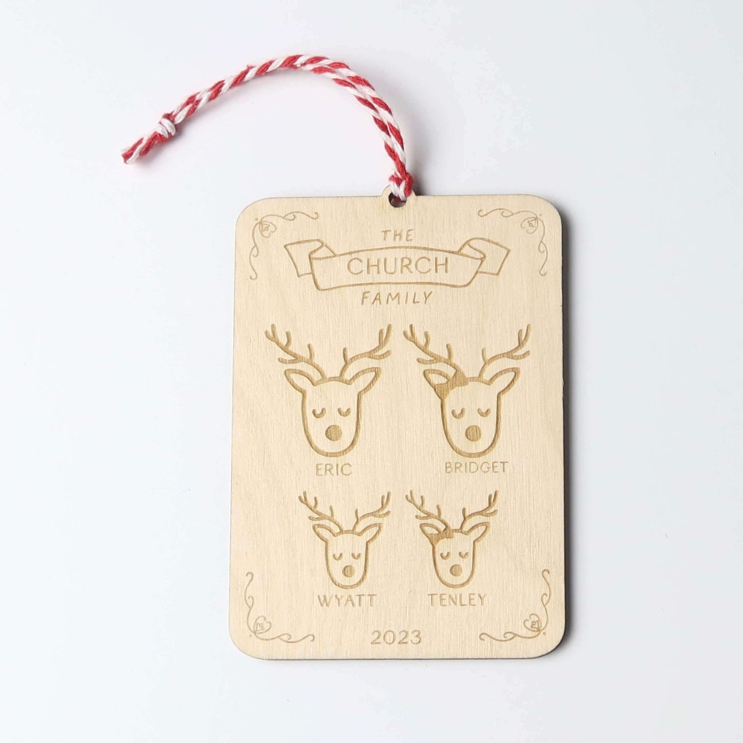 Reindeer Family Personalized Christmas Ornament - Holiday Ornaments - Moon Rock Prints