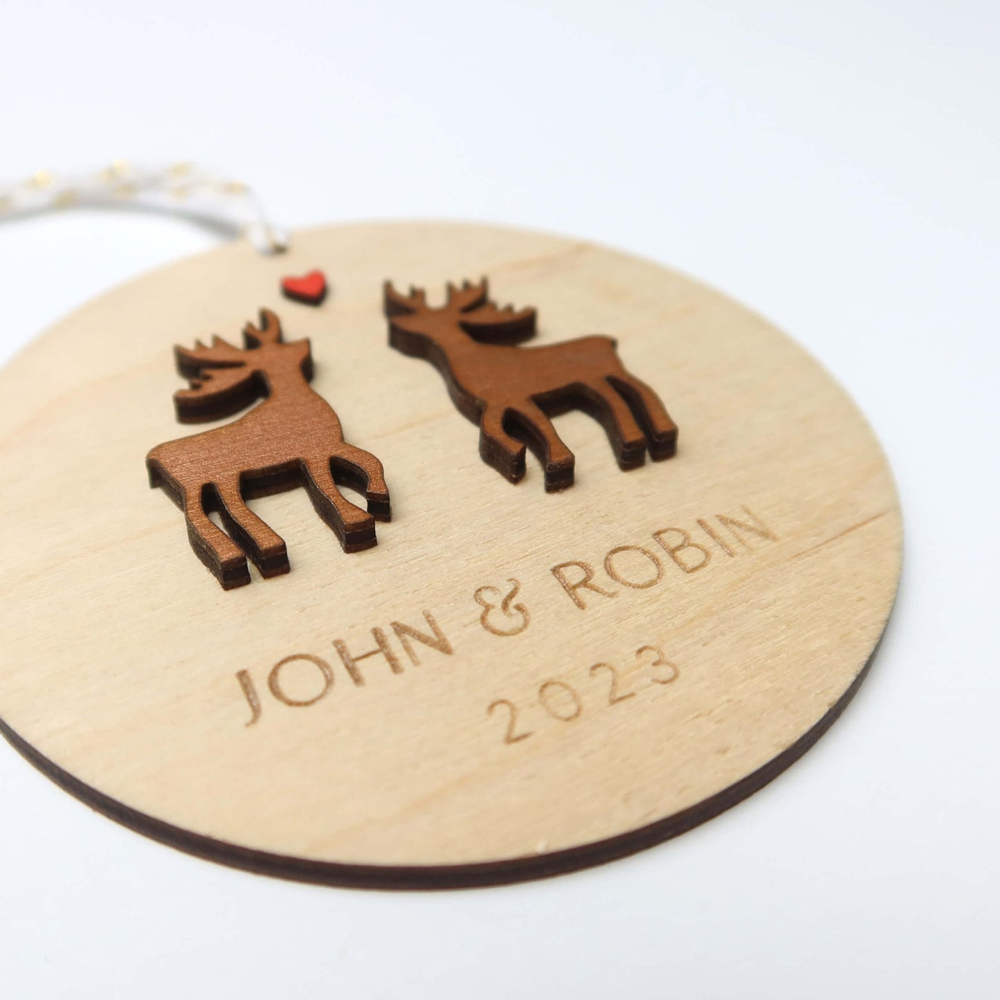 Reindeer Personalized Couple Christmas Ornament - Holiday Ornaments - Moon Rock Prints
