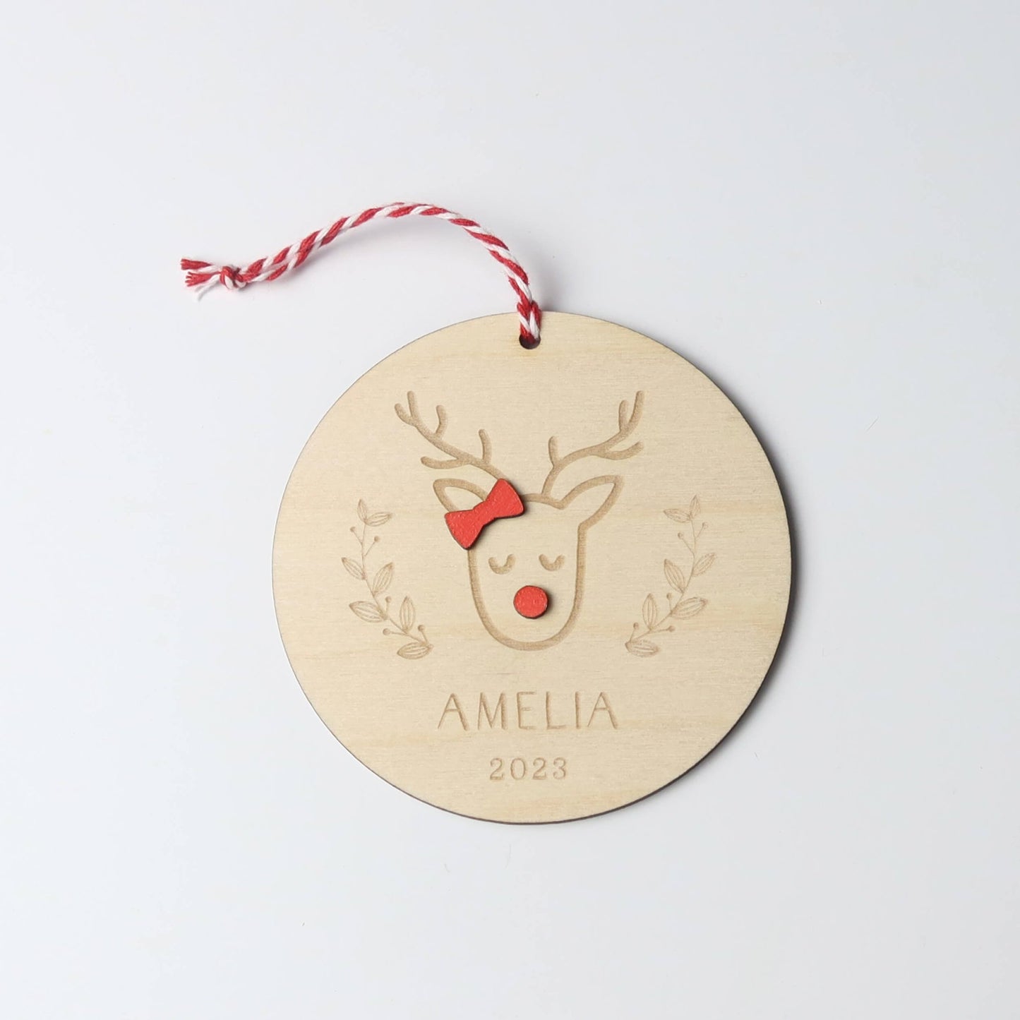 Reindeer Personalized Kid's Name Ornament - Holiday Ornaments - Moon Rock Prints