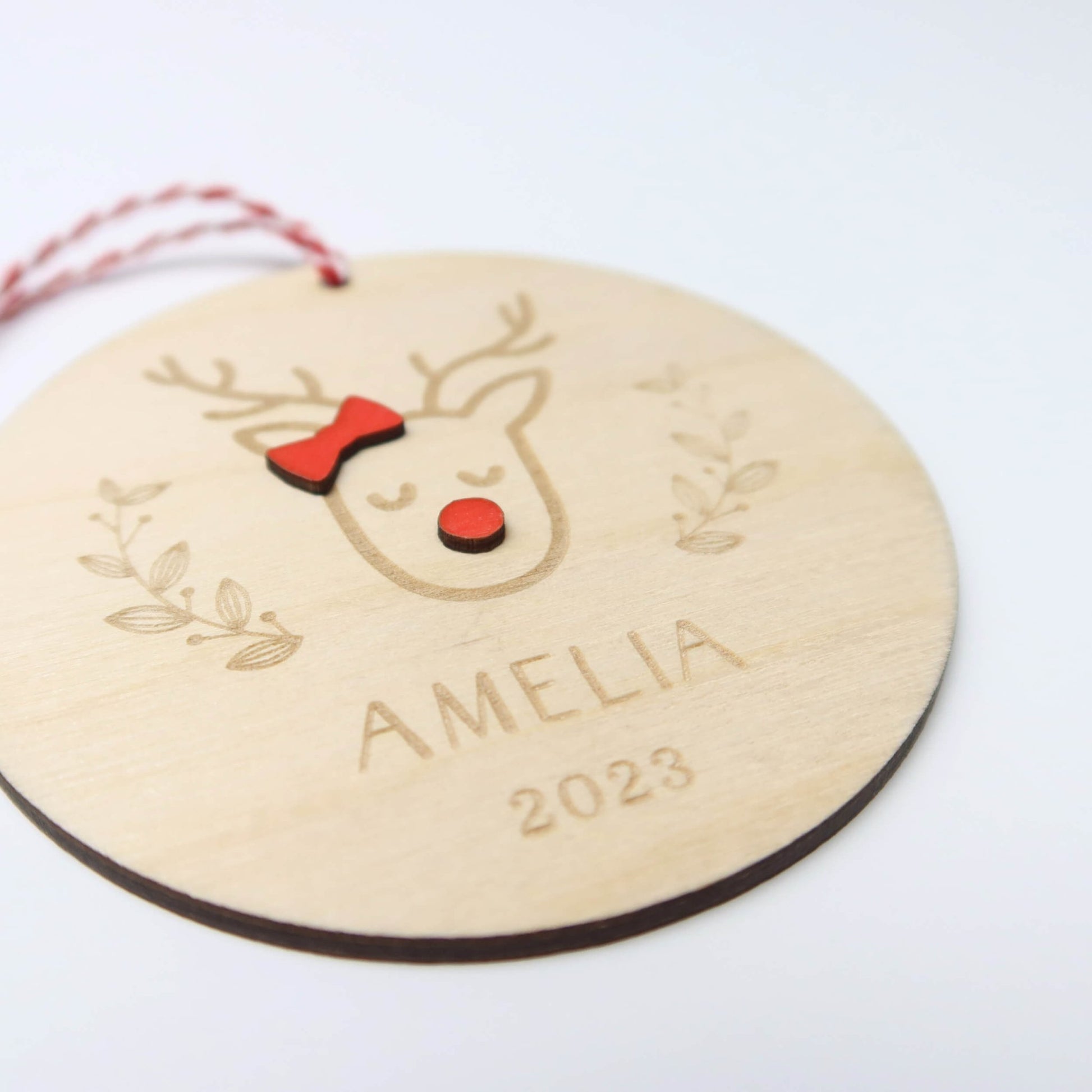 Reindeer Personalized Kid's Name Ornament - Holiday Ornaments - Moon Rock Prints