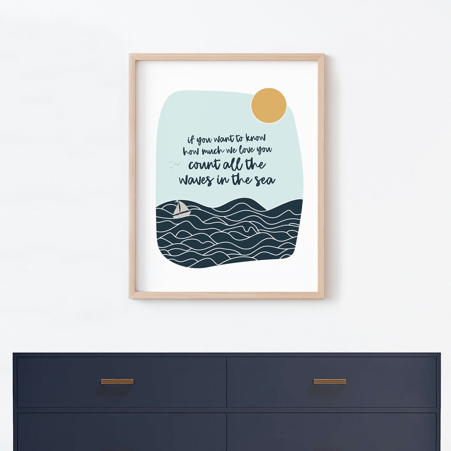 Sailboat: Count all the Waves Print - Nautical Nursery Art Prints - Moon Rock Prints