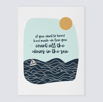 Sailboat: Count all the Waves Print - Nautical Nursery Art Prints - Moon Rock Prints