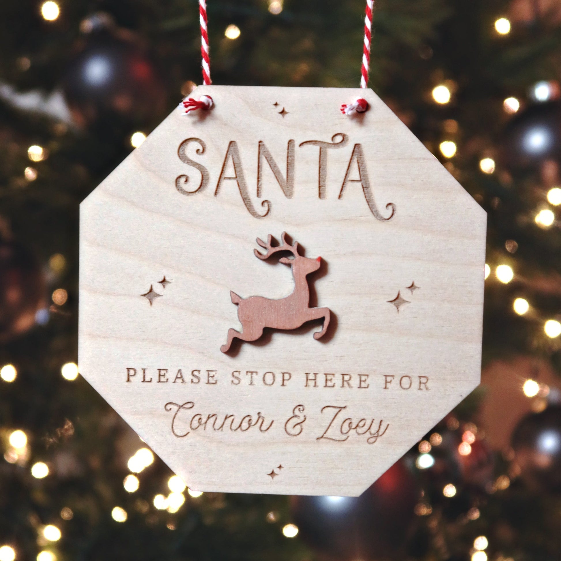 Santa Please Stop Here Personalized Door Hanger