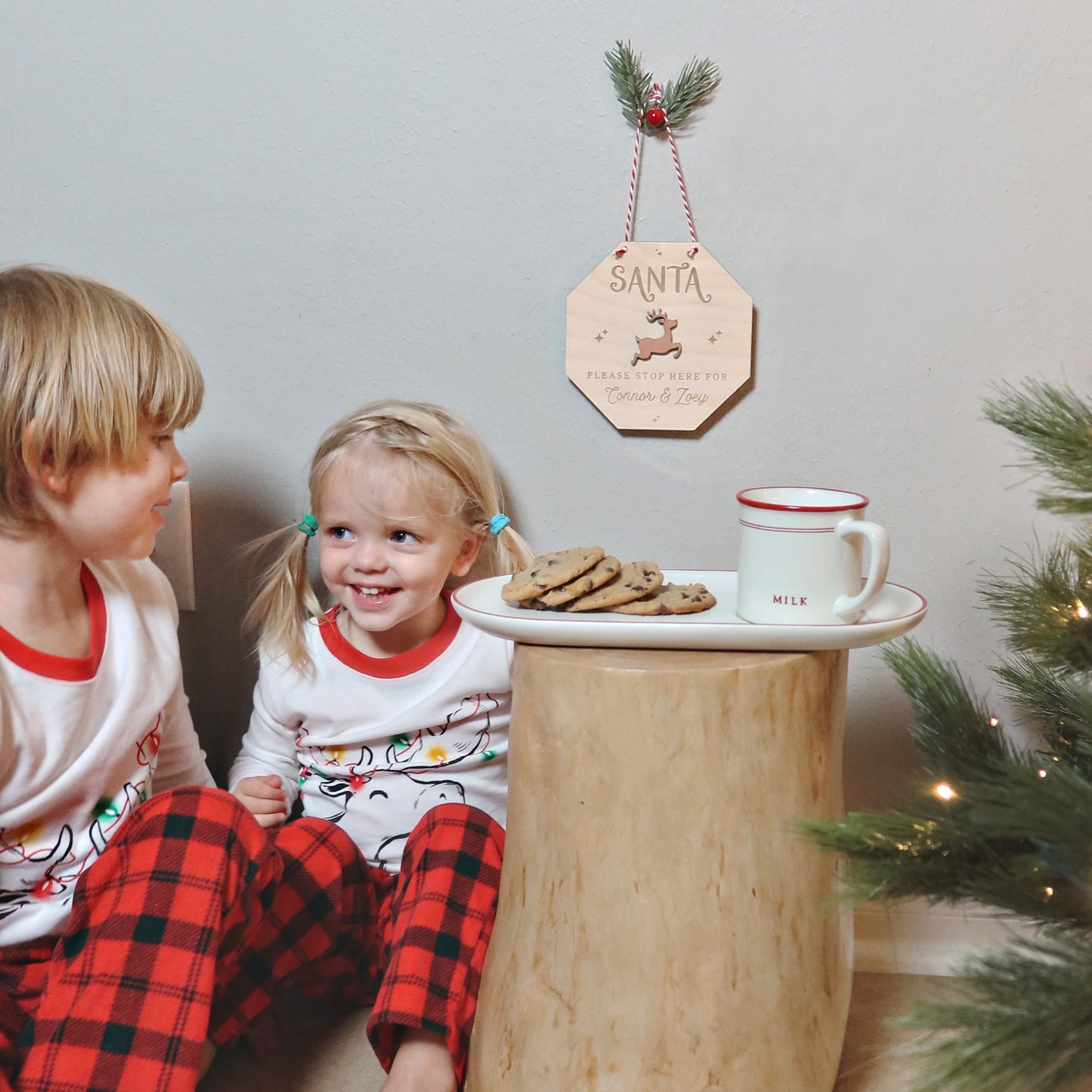 Santa Please Stop Here Personalized Door Hanger