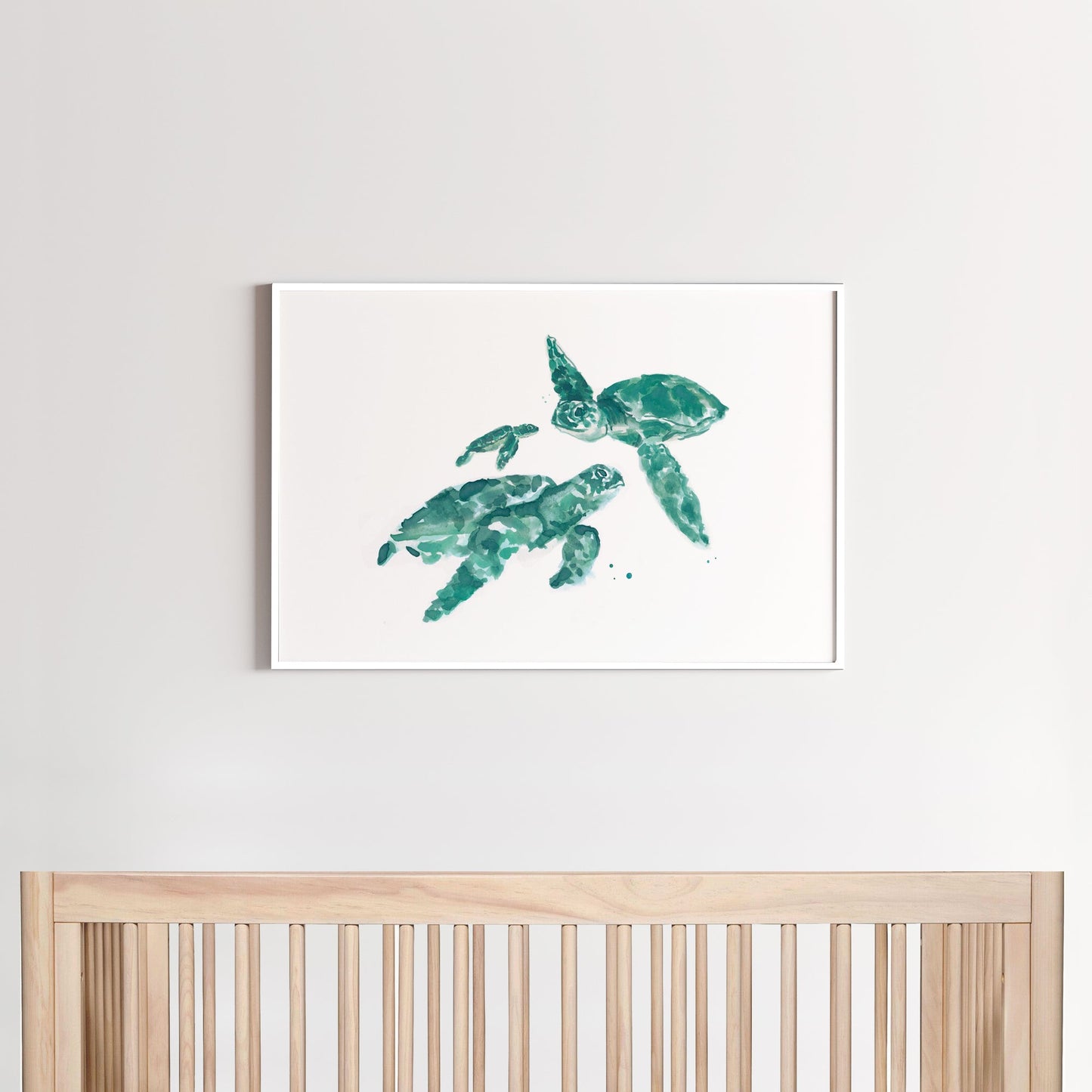Sea Turtle Family Watercolor Print - Under the Sea Nursery Art Prints - Moon Rock Prints