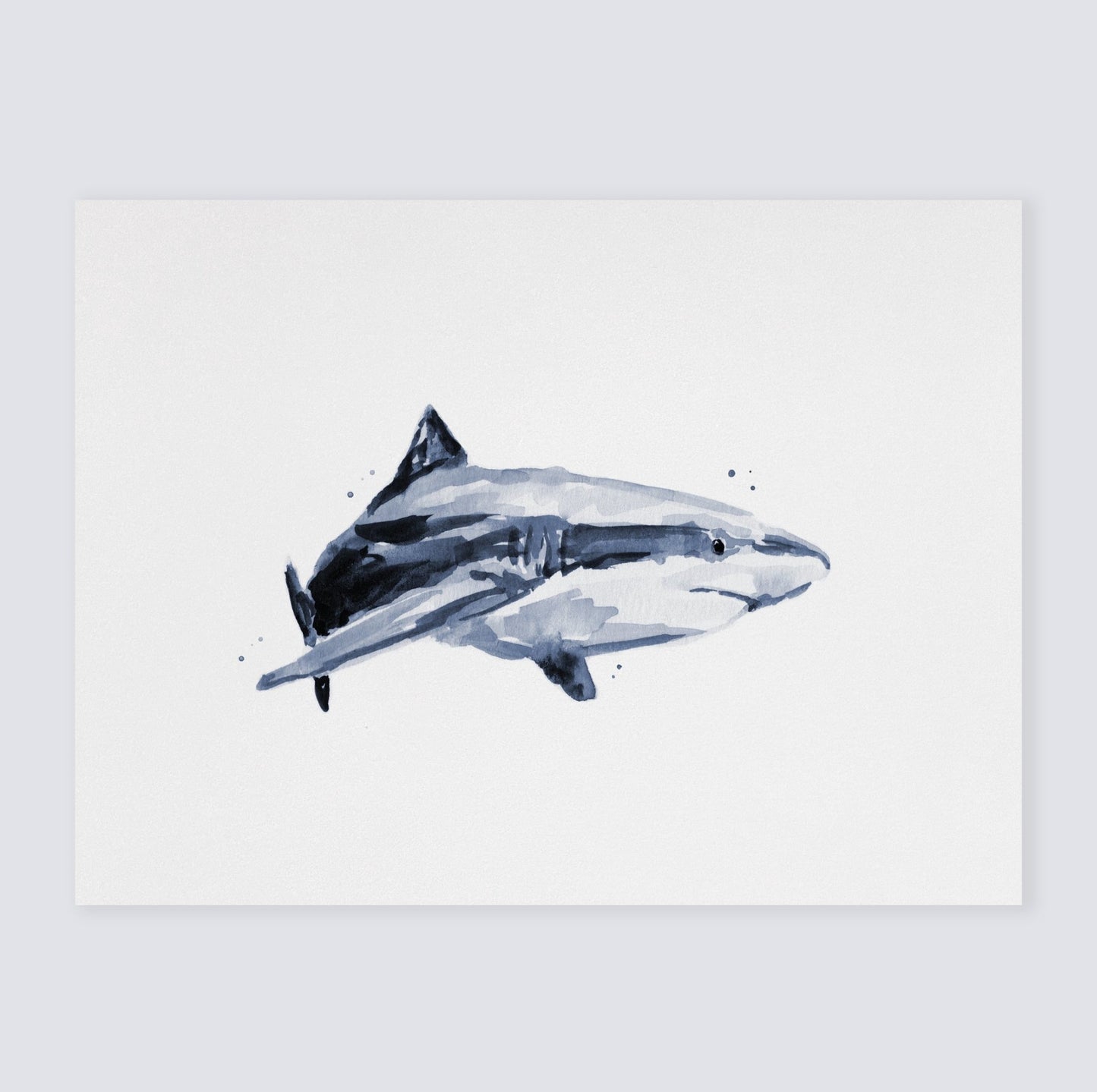 Shark Watercolor Print for Under the Sea Nursery Decor