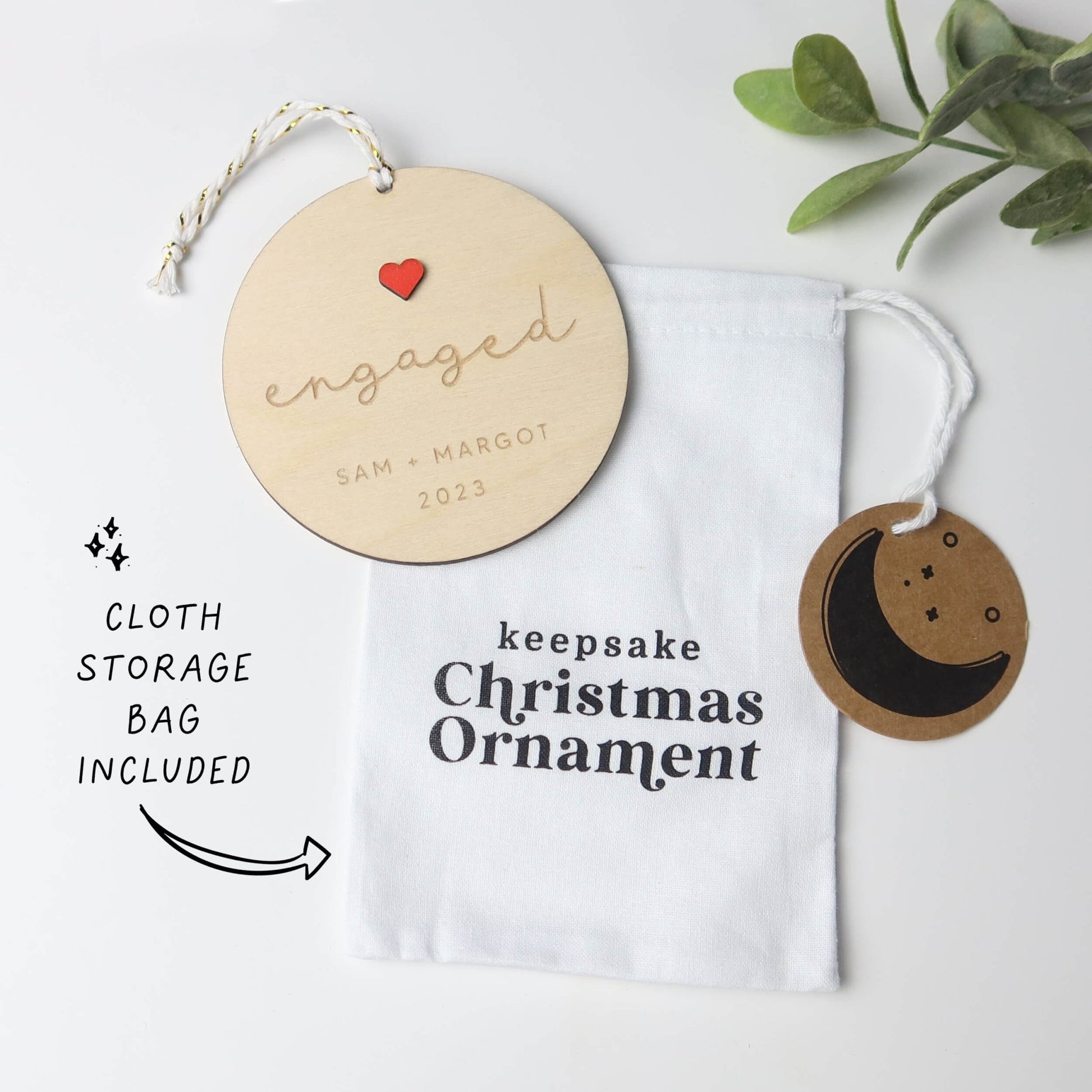 Simple Engagement Ornament Personalized - Holiday Ornaments - Moon Rock Prints