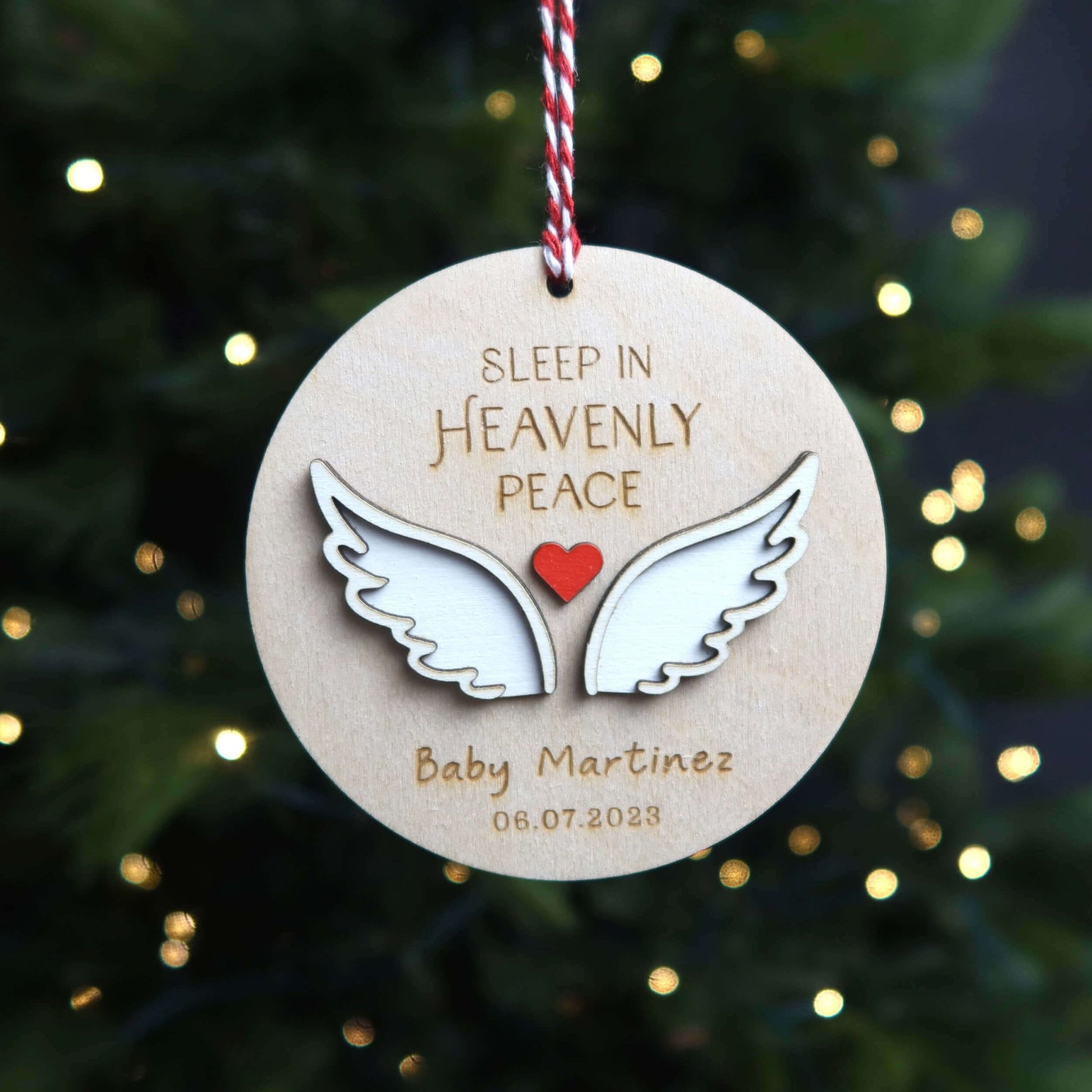 Sleep in Heavenly Peace Personalized Memorial Ornament - Holiday Ornaments - Moon Rock Prints