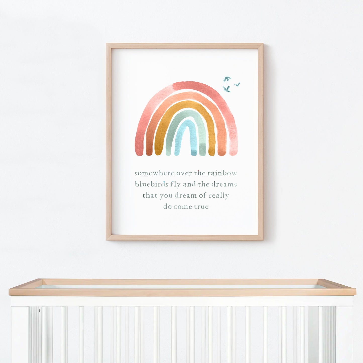 Somewhere Over the Rainbow Print - Girl Nursery Art Prints - Rainbow Baby Gift - Moon Rock Prints