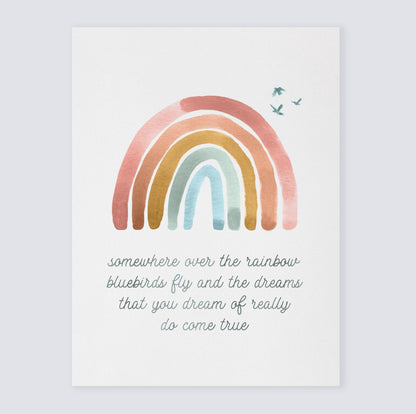 Somewhere Over the Rainbow Print - Girl Nursery Art Prints - Rainbow Baby Gift - Moon Rock Prints