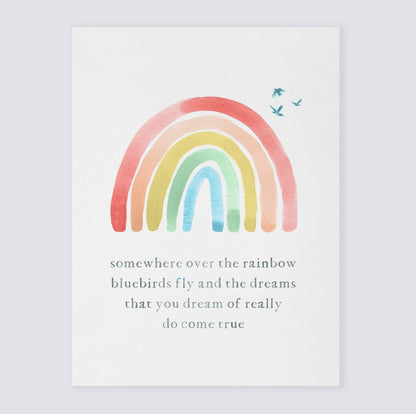 Somewhere Over the Rainbow Print - Girl Nursery Art Prints - Rainbow Baby Gift - Moon Rock Prints