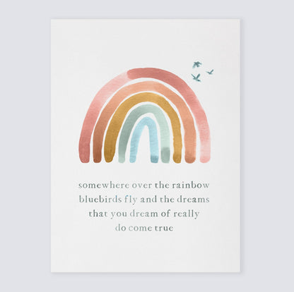 Somewhere Over the Rainbow Print - Girl Nursery Art Prints - Rainbow Baby Gift - Moon Rock Prints