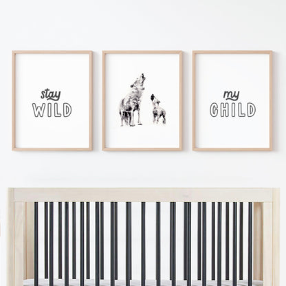 Stay Wild My Child Three Print Set for Woodland or Boho Themed Room.