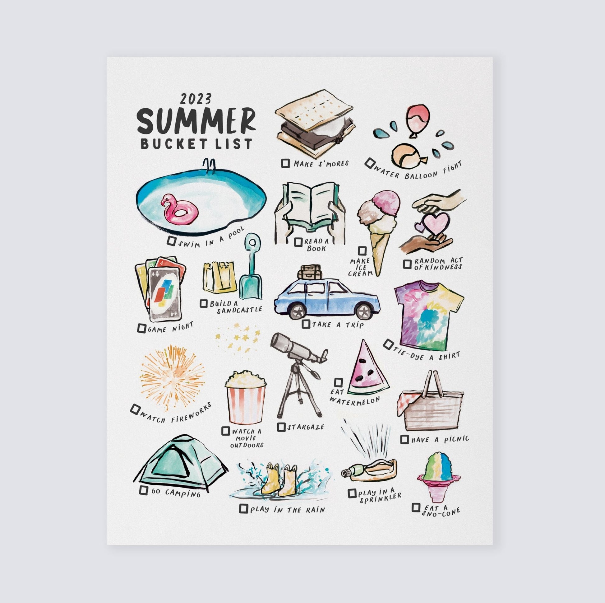 summer bucket list print