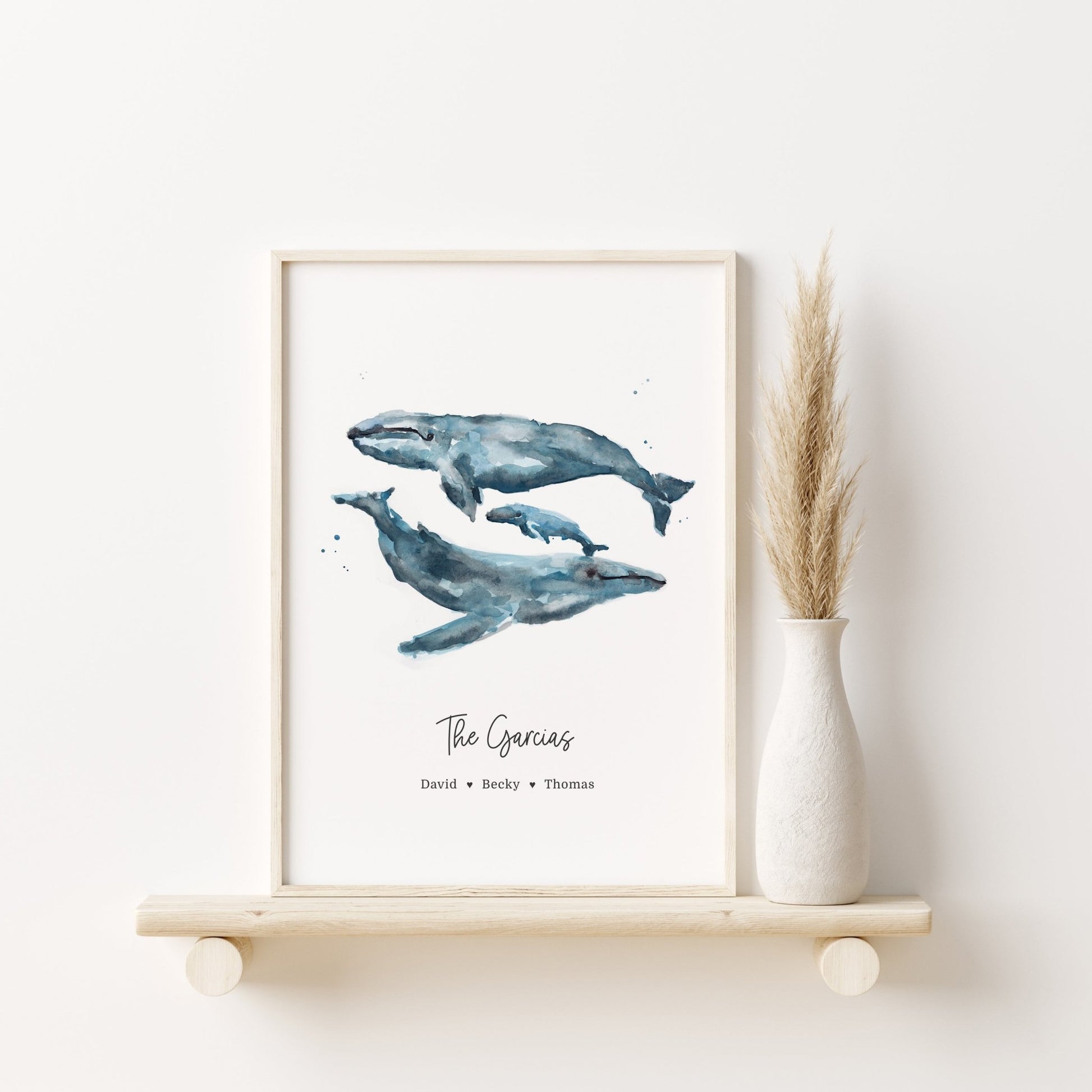 Whale Family Personalized Print - Gift for Family - Nautical Art Prints - Moon Rock Prints