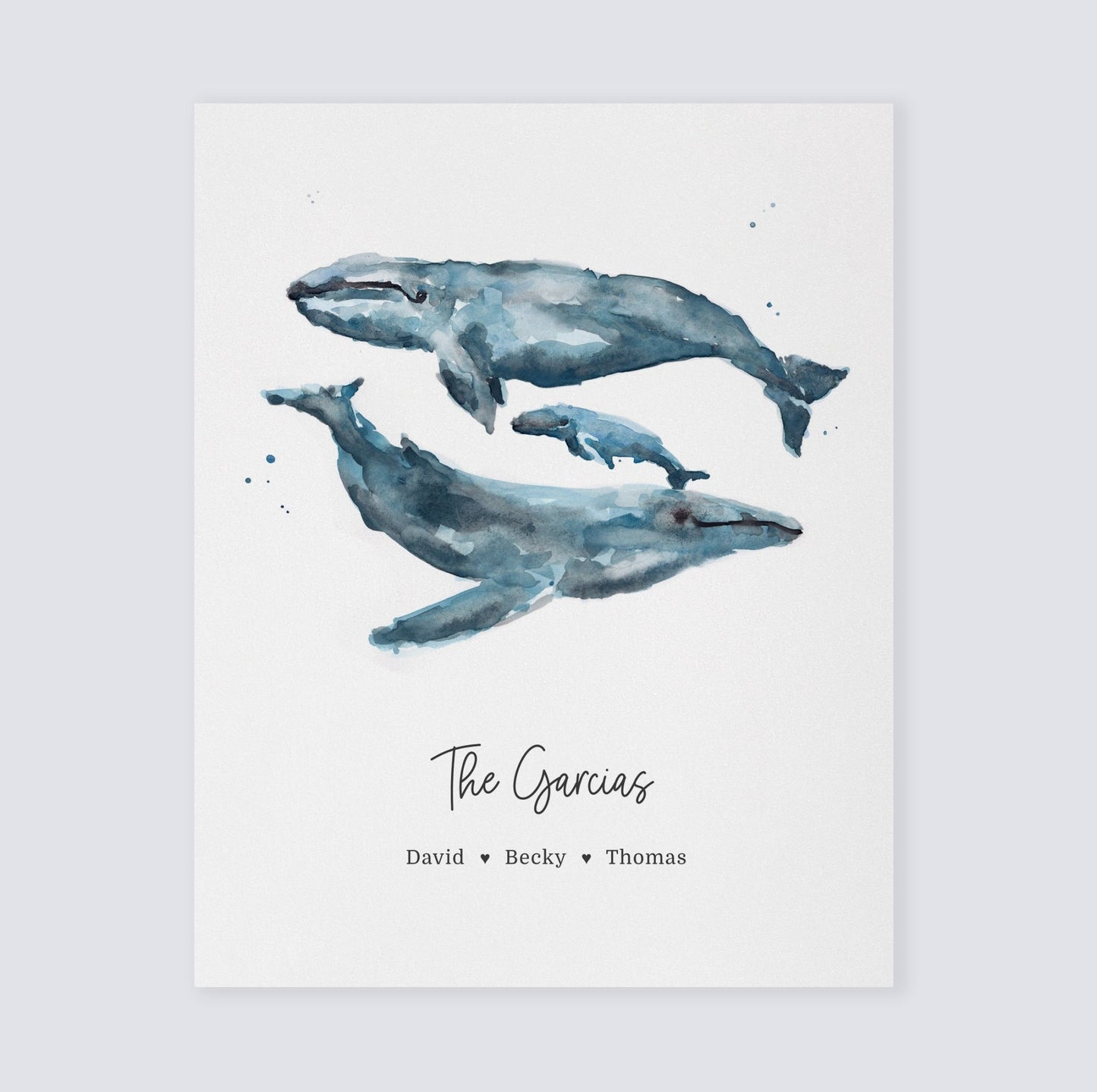 Whale Family Personalized Print - Gift for Family - Nautical Art Prints - Moon Rock Prints