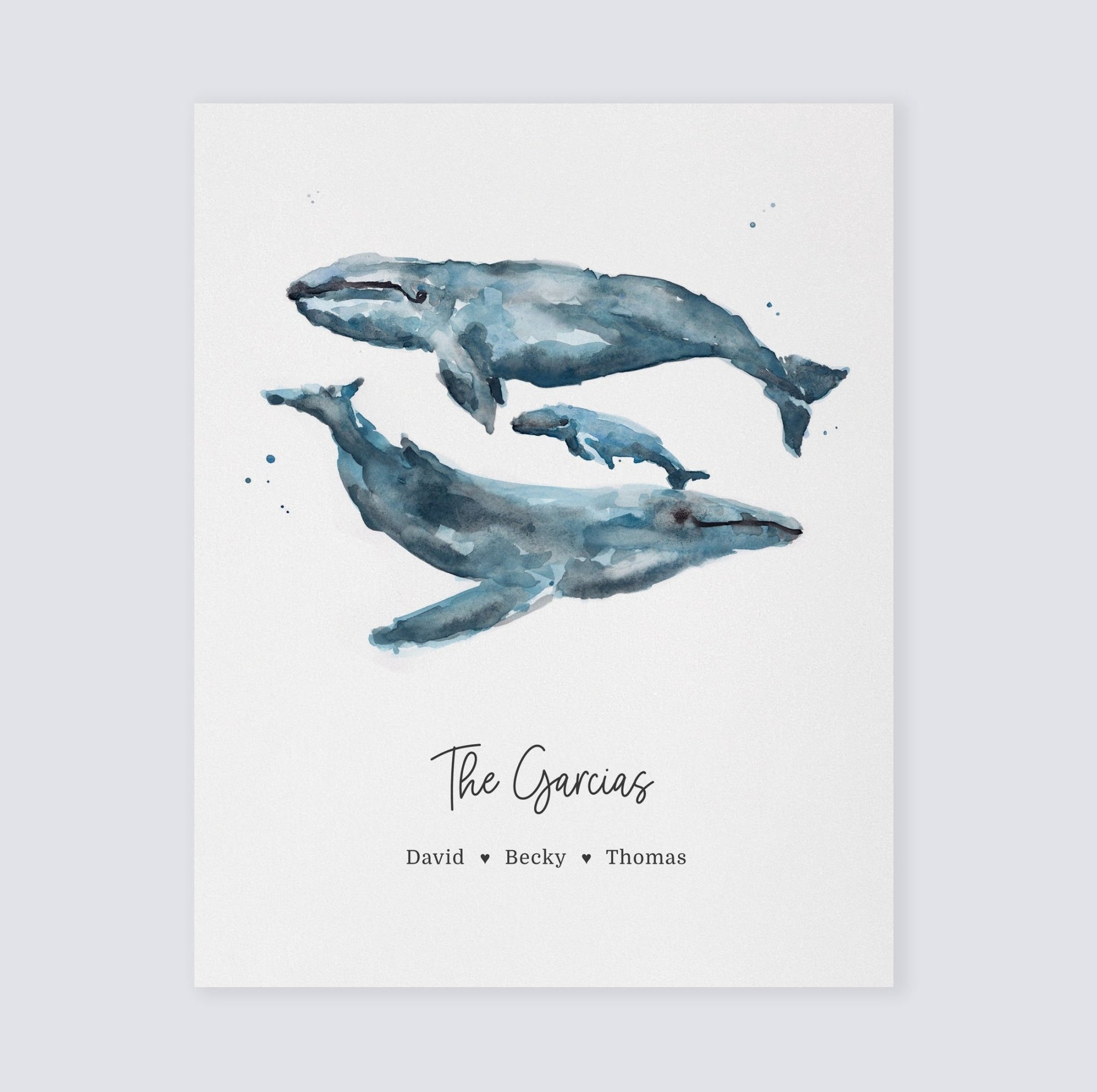 Whale Family Personalized Print - Gift for Family - Nautical Art Prints - Moon Rock Prints