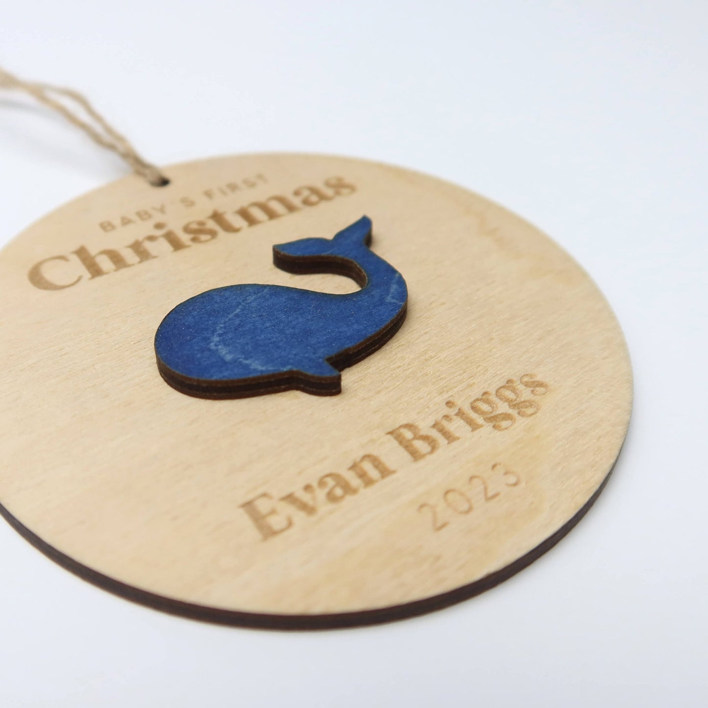 Whale Personalized Baby's First Christmas Ornament - Holiday Ornaments - Moon Rock Prints