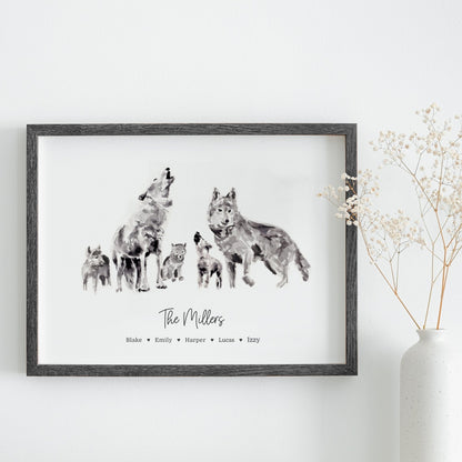 Wolf Family PersonalizeWolf Family Personalized Watercolor Art Print for Woodland Nursery or Boho Decor by Moon Rock Printsd Print