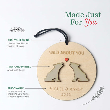 Wolves Personalized Couple Christmas Ornament - Holiday Ornaments - Moon Rock Prints