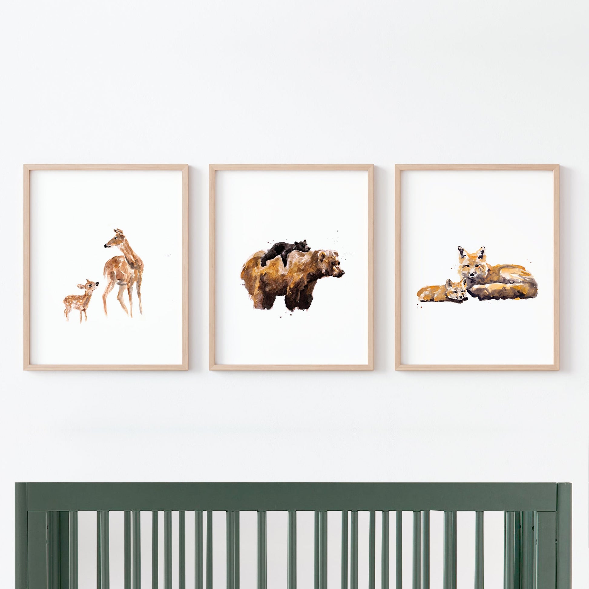 stykke Gutter Aktuator Woodland Animals Print Set Nursery Wall Art – Moon Rock Prints