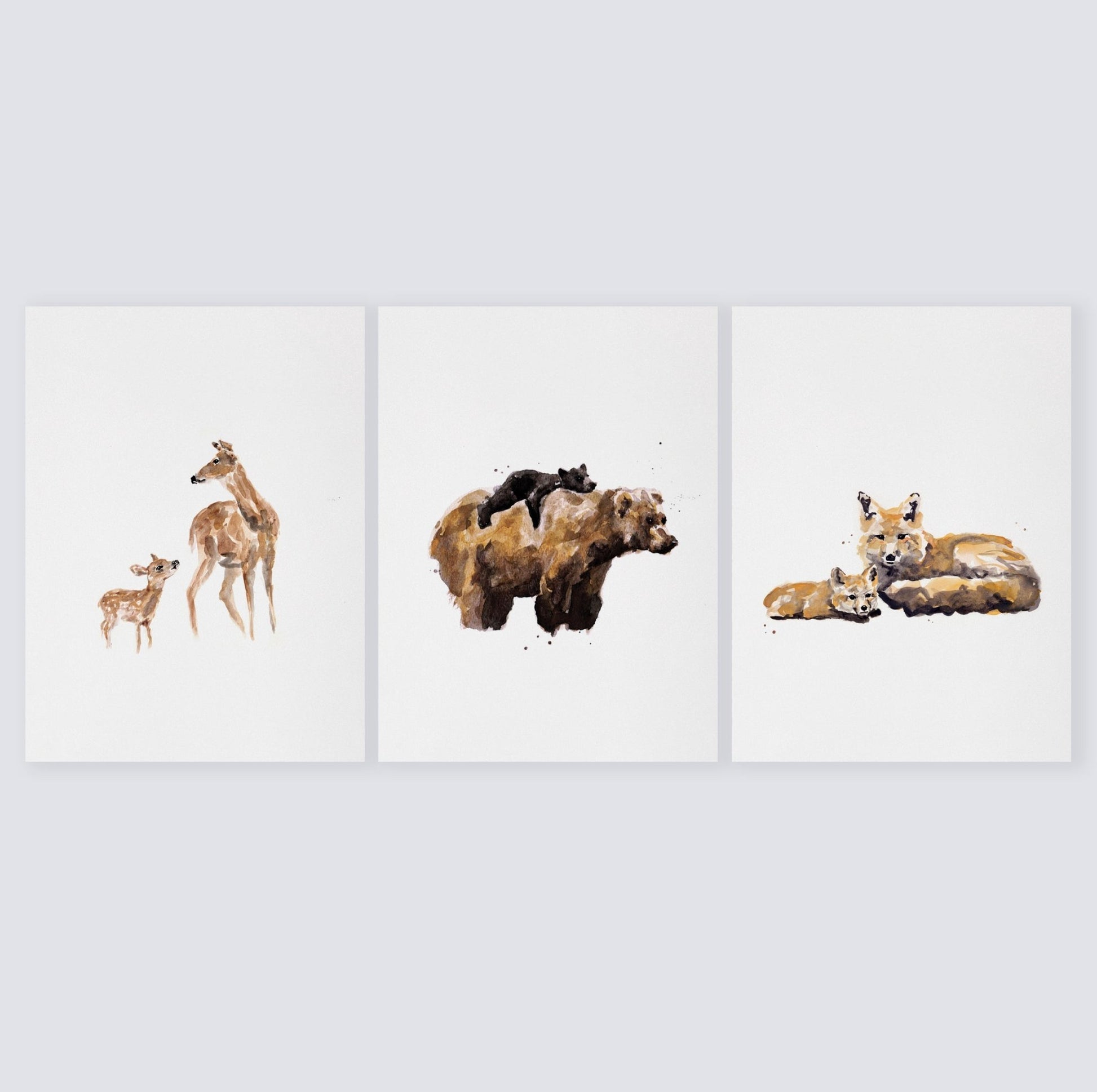 Products Woodland Animals Watercolor Prints Set of 3