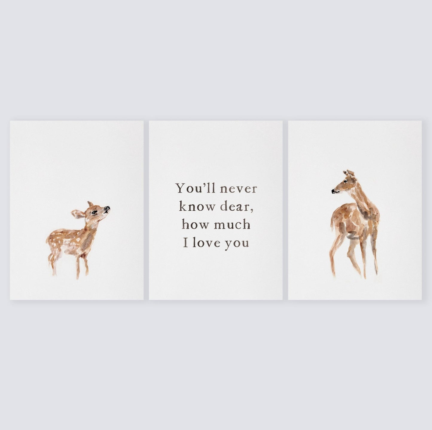 You'll Never Know Dear Mom & Baby Deer Print Set - Girl Woodland Nursery Art Prints - Moon Rock Prints